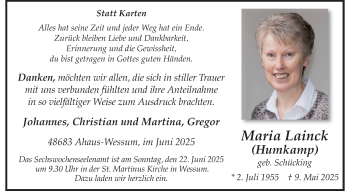 Anzeige von Maria Lainck 