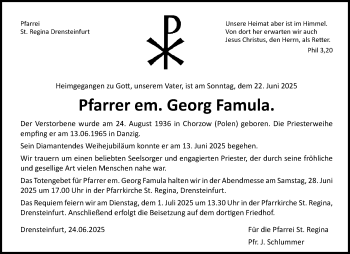 Anzeige von Georg Famula 