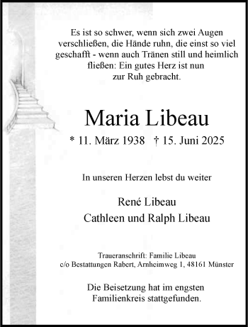 Anzeige von Maria Libeau 
