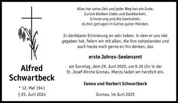Anzeige von Alfred Schwartbeck 