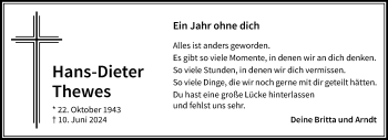 Anzeige von Hans-Dieter Thewes 