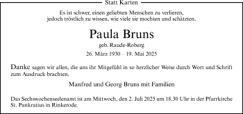 Anzeige von Paula Bruns 