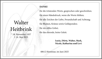 Anzeige von Walter Heitbrink 