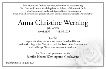 Anzeige von Anna Christine Werning 