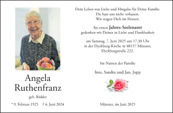 Anzeige von Angela Ruthenfranz 
