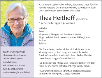 Anzeige von Thea Heithoff 