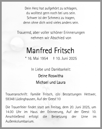 Anzeige von Manfred Fritsch 