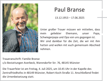 Anzeige von Paul Branse 