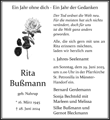 Anzeige von Rita Bußmann 
