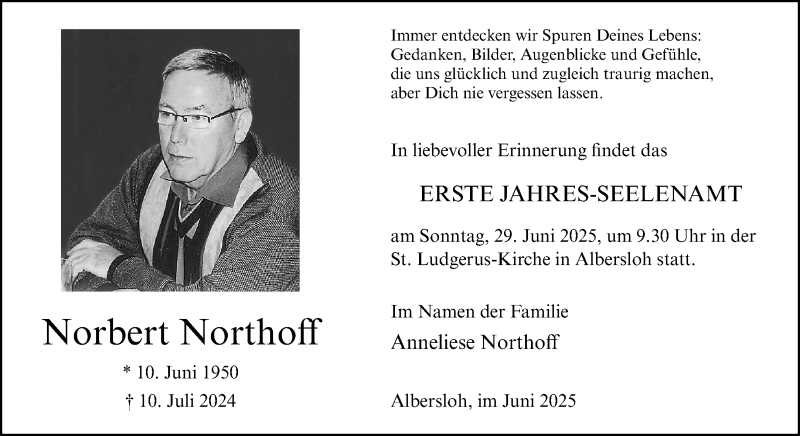  Traueranzeige für Norbert Northoff vom 21.06.2025 aus 