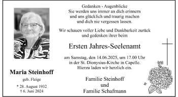 Anzeige von Maria Steinhoff 