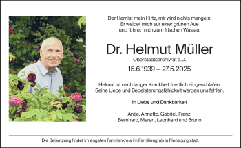 Anzeige von Dr. Helmut Müller 