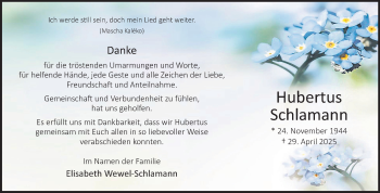 Anzeige von Hubertus Schlamann 