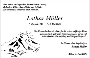 Anzeige von Lothar Müller 