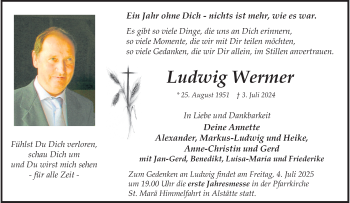 Anzeige von Ludwig Wermer 