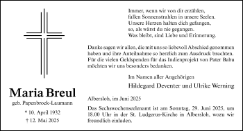 Anzeige von Maria Breul 