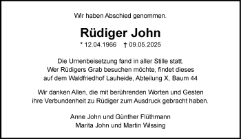 Anzeige von Rüdiger John 