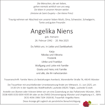 Anzeige von Angelika Niens 