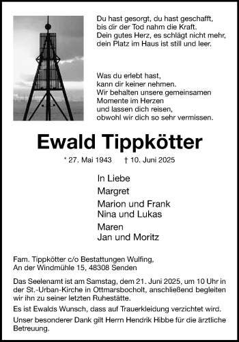 Anzeige von Ewald Tippkötter 