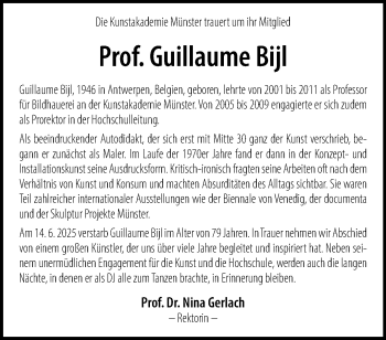 Anzeige von Prof. Guillaume Bijl 