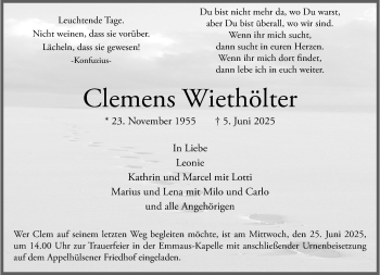 Anzeige von Clemens Wiethölter 