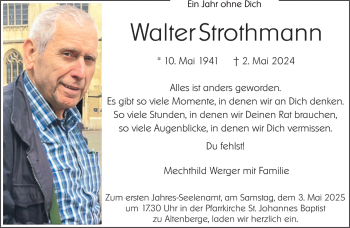 Anzeige von Walter Strothmann 
