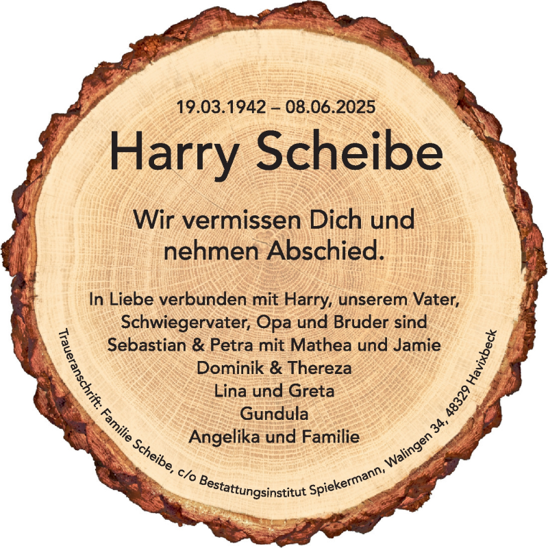  Traueranzeige für Harry Scheibe vom 18.06.2025 aus 