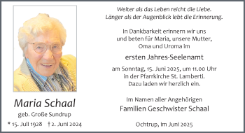Anzeige von Maria Schaal 