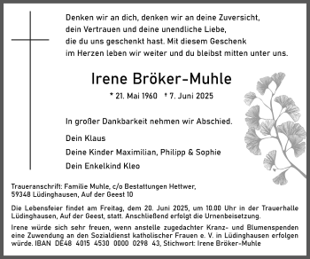 Anzeige von Irene Bröker-Muhle 