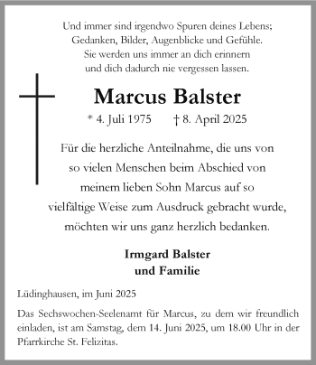 Anzeige von Marcus Balster 