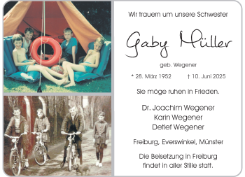 Anzeige von Gaby Müller 