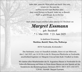 Anzeige von Margret Essmann 