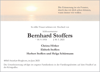 Anzeige von Bernhard Stoffers 