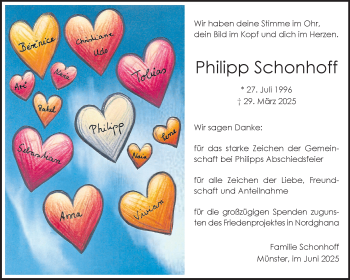 Anzeige von Philipp Schonhoff 
