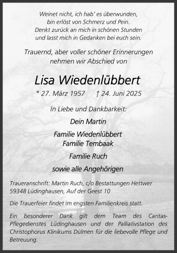 Anzeige von Lisa Wiedenlübbert 