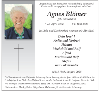 Anzeige von Agnes Blömer 