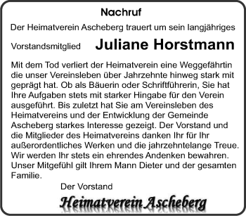 Anzeige von Juliane Horstmann 