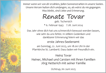 Anzeige von Renate Tovar 