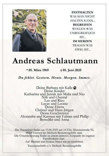Anzeige von Andreas Schlautmann 