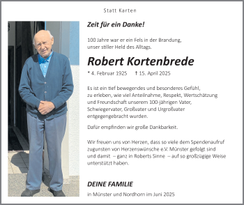 Anzeige von Robert Kortenbrede 