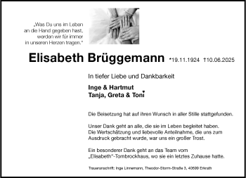 Anzeige von Elisabeth Brüggemann 