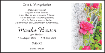Anzeige von Martha Bexten 