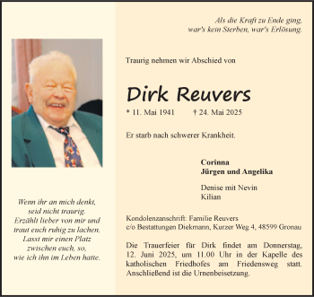 Anzeige von Dirk Reuvers 