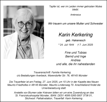Anzeige von Karin Kerkering 