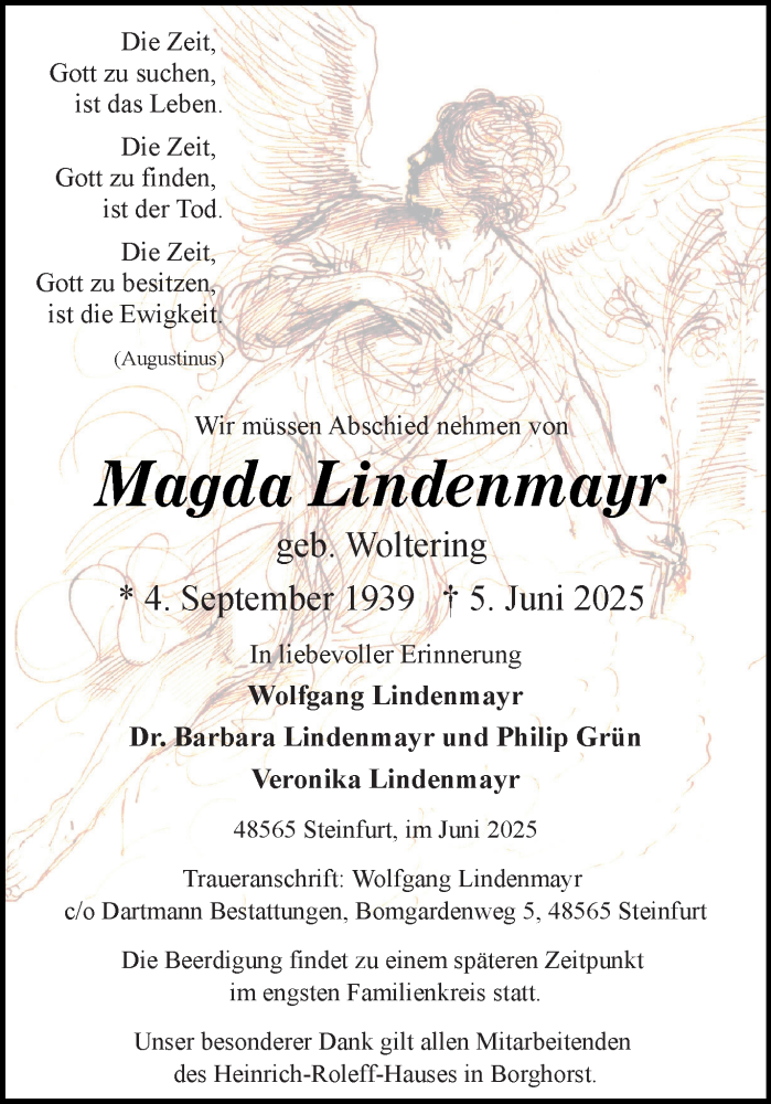 Traueranzeige für Magda Lindenmayr vom 14.06.2025 aus 