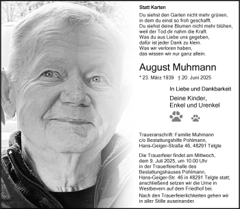 Anzeige von August Muhmann 
