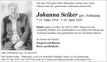 Anzeige von Johanna Selker 