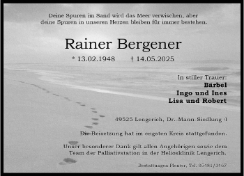 Anzeige von Rainer Bergener 