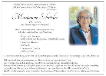 Anzeige von Marianne Schröder 