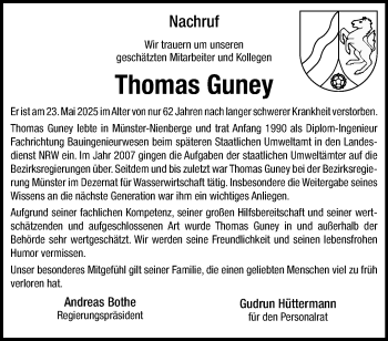 Anzeige von Thomas Guney 